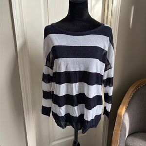 Ellen Tracy Black and White Striped Sweater
